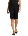 Nydj Roll Cuff Pull-on Denim Bermuda Shorts In Black