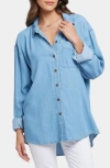 Nydj Oversize Chambray Button-up Shirt In Canary Beach