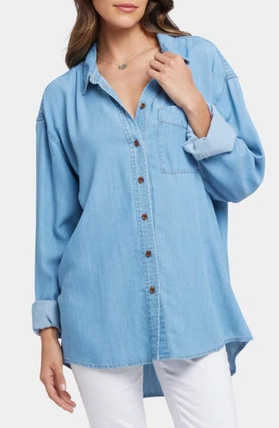 Nydj Oversize Chambray Button-up Shirt In Canary Beach