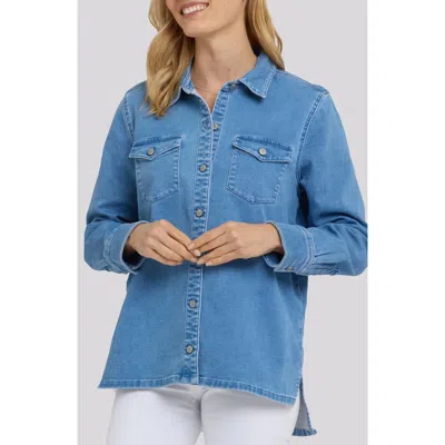 Nydj Oversize Denim Button-up Shirt In Blue