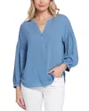 Nydj Paulina Solid Peasant Top In Blue