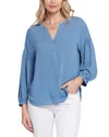 Nydj Paulina Solid Peasant Top In Blue