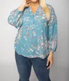 Nydj Plus Paulina Womens Printed Polyester Peasant Top In Multi
