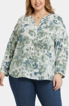 Nydj Plus Size Paulina Peasant Blouse Long Sleeve Top In Cape Malea