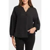 Nydj Paulina Tie Dye Recycled Polyester Peasant Top In Black
