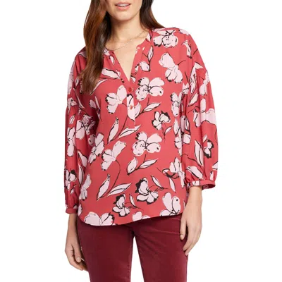 Nydj Paulina Tie Dye Recycled Polyester Peasant Top In Bountiful