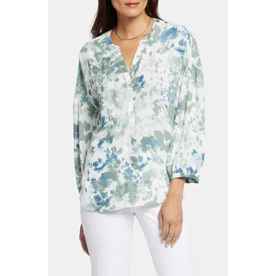 Nydj Paulina Tie Dye Recycled Polyester Peasant Top In Cape Malea