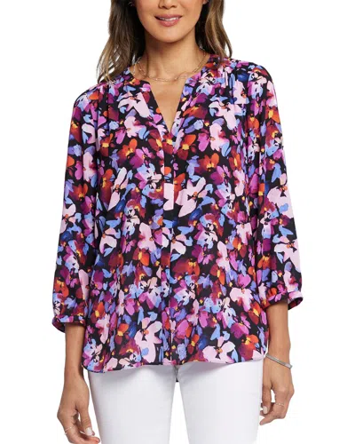 Nydj Petite 3/4 Sleeve Pintuck Blouse In Multi