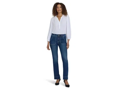 Nydj Petite Barbara Bootcut Rounded Utility Pocket Jeans In Dark Loire In Blue