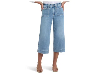 Nydj Petite Brigitte Wide Leg Capri Patch Pockets Jeans In Blue