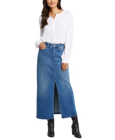 Nydj Petite High Rise Long Skirt In Blue