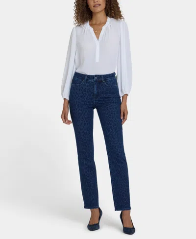 Nydj Petite High Rise Marilyn Straight Jeans In Blue