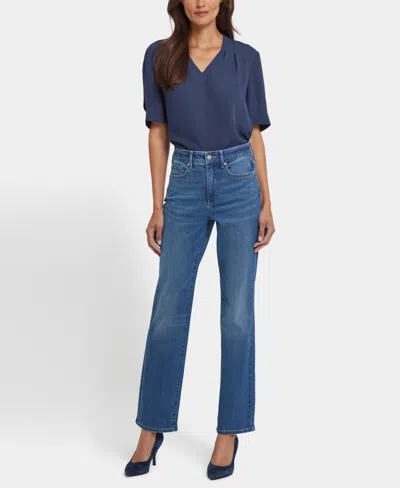 Nydj Petite High Rise Marilyn Straight Jeans In Blue