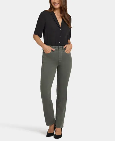 Nydj Petite High Rise Marilyn Straight Jeans In Green