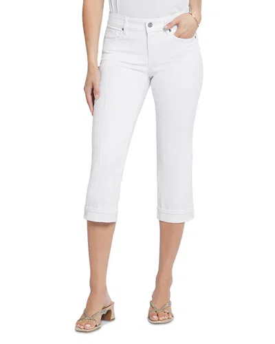 NYDJ PETITE MARILYN CUFFED CROPPED STRAIGHT JEANS IN BLACK & OPTIC WHITE