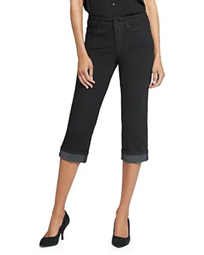 Nydj Petite Marilyn Cuffed Cropped Straight Jeans In Black & Optic White
