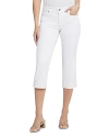 Nydj Petite Marilyn Cuffed Cropped Straight Jeans In Black & Optic White