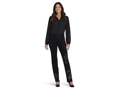 Nydj Petite Marilyn Embroidery Jeans In Black Rinse