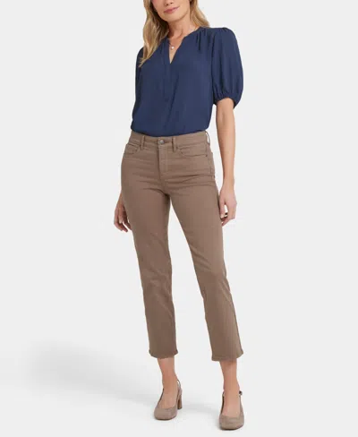Nydj Petite Marilyn High Rise Straight Ankle Jeans In Brown