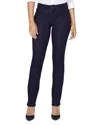 Nydj Sheri Womens Dark Wash Flocked Slim Jeans In Rinse