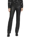 Nydj Petites Marilyn Faux Leather High Rise Straight Jeans In Black