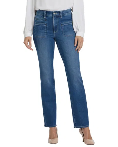 Nydj Petite Marilyn Straight Utility Welt Pocket Jeans In Romantic Indigo In Blue