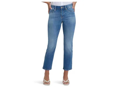 Nydj Petites Marilyn Floral Pocket High Rise Straight Ankle Jeans In Pacifica In Blue