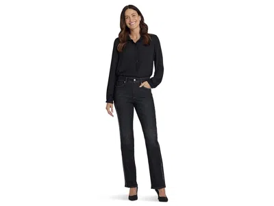 Nydj Petite Marilyn Straight Jeans In French Nighfall In Black