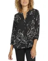 Nydj Petite Pintuck Blouse In Black