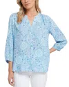 Nydj Petite Pintucked Blouse In Blue