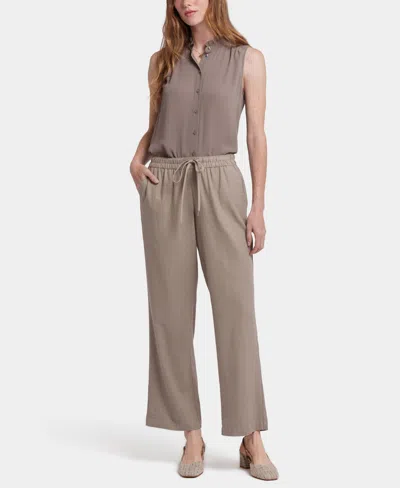 Nydj Petite Relaxed Drawstring Pull-on Pants In Brown