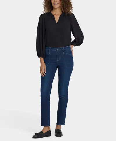 Nydj Petite Sheri Slim With Welt Utility Pockets Jeans In Blue