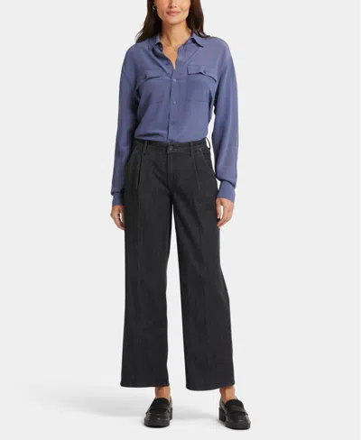 Nydj Petite Teresa Wide Leg Ankle Pleated Jeans In Blue