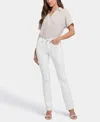 Nydj Petite Waist-match Marilyn Straight Jeans In White