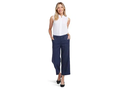 Nydj Petite Wide Leg Cargo Capri Pants In Oxford Navy In Blue