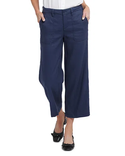 Nydj Petite Wide Leg Cargo Capri Pants In Blue