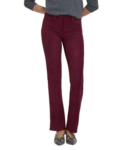 Nydj Petites Marilyn Faux Suede High Rise Straight Jeans In Black In Burgundy