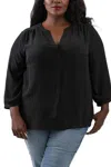 Nydj Pintuck Blouse - Plus In Black In Black
