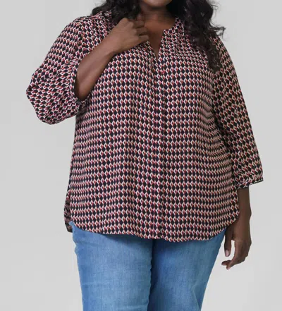 Nydj Pintuck Blouse - Plus In Darby Peak In Multi