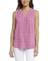 Nydj Print Pleat Back Sleeveless Split Neck Blouse