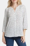 Nydj Three Quarter Sleeve Printed Pintucked Back Blouse