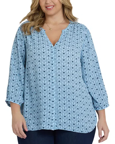 Nydj Pintuck Blouse In Blue