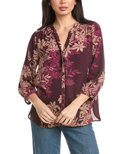 Nydj Pintuck Blouse In Burgundy