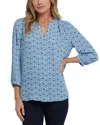 Nydj Pintuck Blouse In Blue