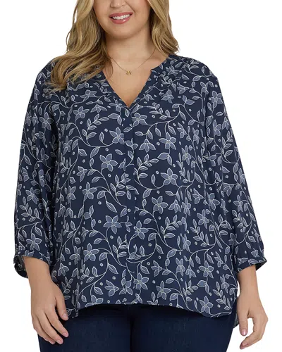 Nydj Pintuck Blouse In Blue