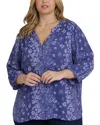 Nydj Plus Size Pintuck Split Neck Top In Blue
