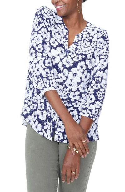 Nydj Pintuck Blouse In Blue