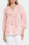 Nydj Womens Chiffon Pleated Button-down Top In Gianna Garden
