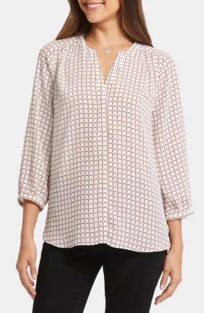 Nydj Pintuck Blouse In Graceful Geo