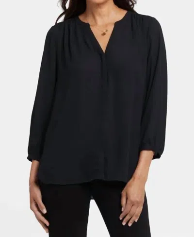 Nydj Pintuck Blouse In Black In Blue